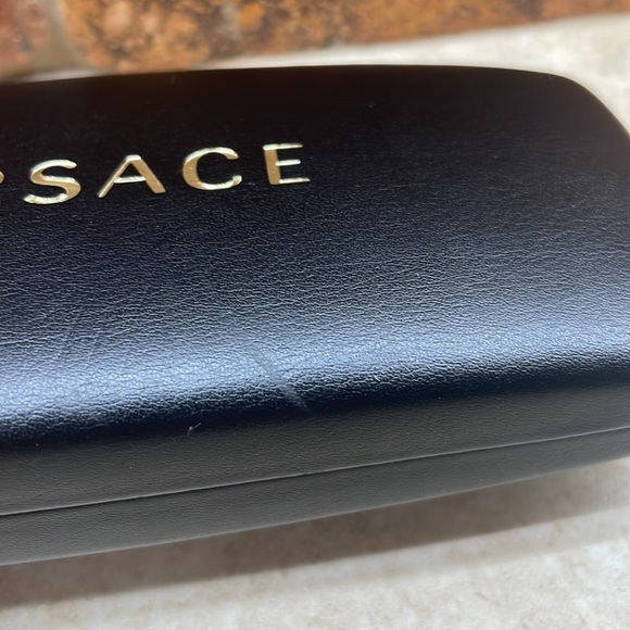 Versace Hard Shell Case Glasses Sunglasses Eyeglasses Black Gold Tone - Picture 5 of 10